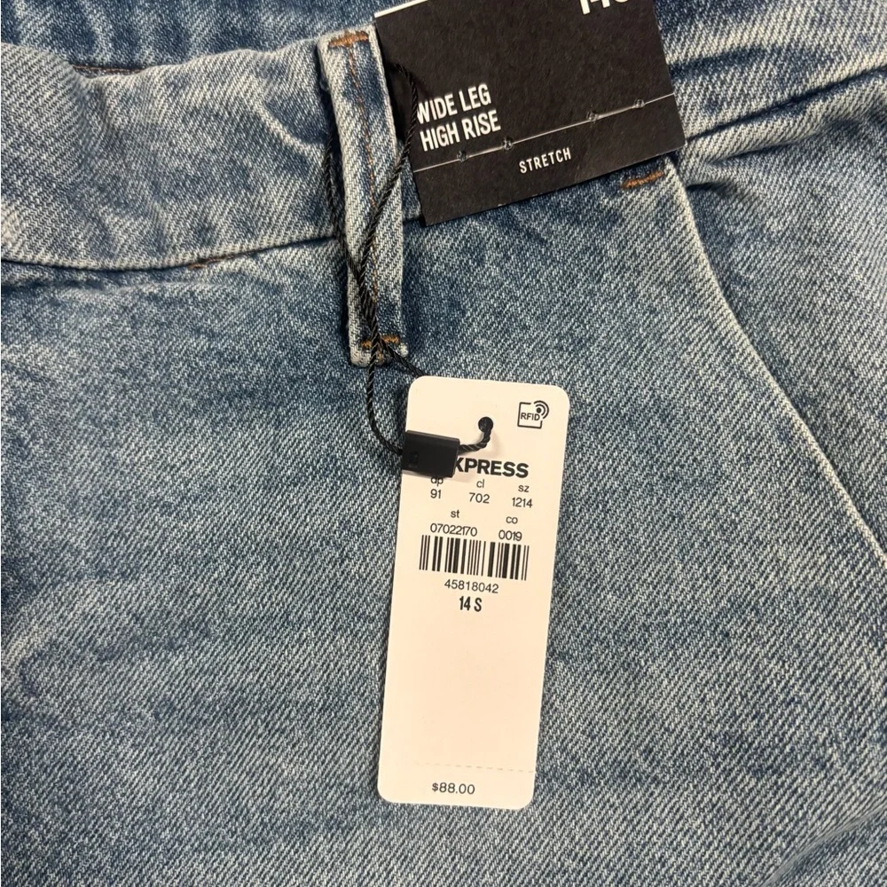 NWT Express Wide Leg High Rise Jeans Size 14S Stretch Denim - Picture 5 of 12